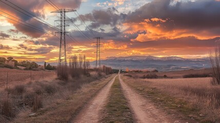 Power line Zaragoza province.