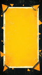 Wall Mural - Grunge textured yellow and black banner with triangle accents.