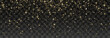 © Leonid - Glitter gold particles shine effect on transparent background. Vector gold glitter particles effect and texture. Stardust amber particles color on png background. Golden explosion of confetti