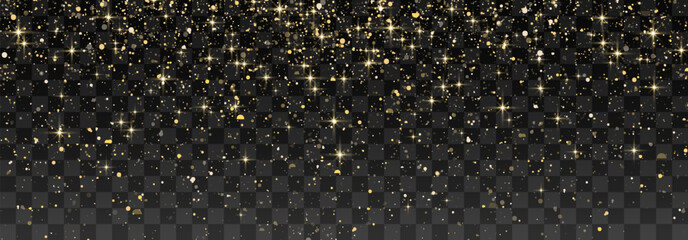 glitter gold particles shine effect on transparent background. vector gold glitter particles effect 