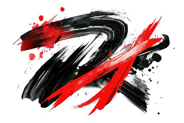 Dynamic abstract brush stroke art with bold red and black colors, creating a striking visual impact and expression of creativity.