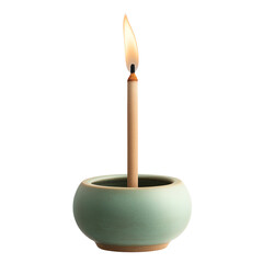 Candle holder with lit candle transparent background