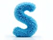 © LilithArt - Fluffy blue letter S on a white background. Alphabet design