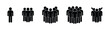 © north100 - stickman icon set, leader of group of people, isolated pictogram of human silhouettes