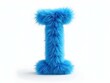 © LilithArt - Fluffy blue letter I on a white background. Alphabet design