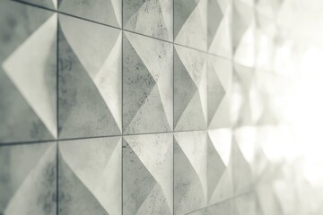 Wall Mural - Abstract Light and Shadow Texture. Futuristic White 3D Design Part on Grey Wall Background