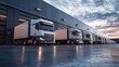 © nikomsolftwaer - Fleet of logistics trucks parked at a distribution center, ready for dispatch to various destinations
