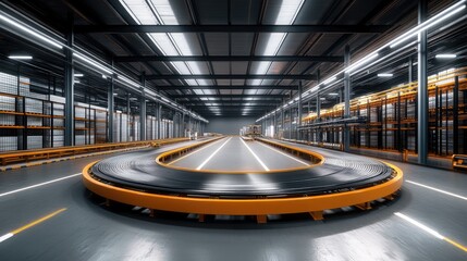 Modern distribution center with advanced conveyor belts and automated systems