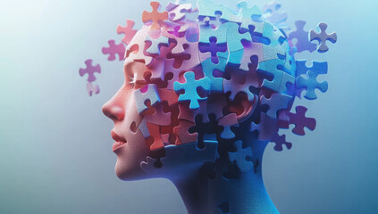 The intricate connection between creativity and intellect a 3D puzzle on a person's head