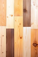 Sticker - A carefully arranged flat-lay of assorted pine wood planks showcasing varied textures and colors