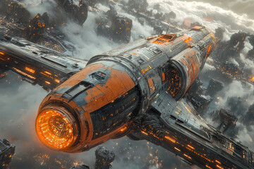 Wall Mural - a space station located at the crossroads of multiple universes, symbolizing the center of the multi