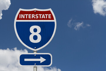 Wall Mural - USA Interstate 8 highway sign