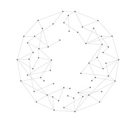 Wall Mural - connected web dots, black and white data concept, background with geometric vector illustration for 