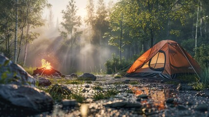 Poster - Camping in the Forest