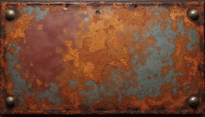 Rusty metal plate texture with rust and patina details