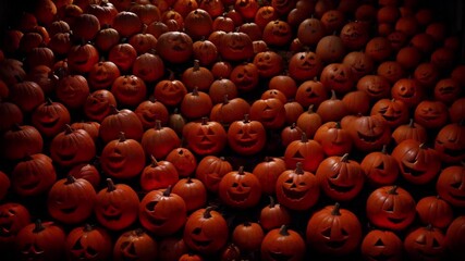 Wall Mural - pile of creepy laughing jack o lanterns 4k loop features an a.i. generated video of a pile of jack o