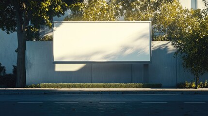 A simple, blank billboard placed in a clean, modern commercial area.