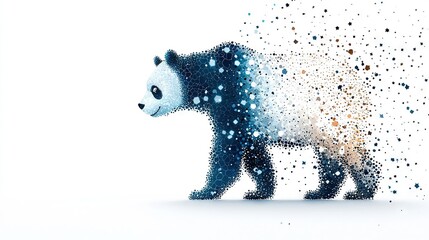 Canvas Print -   Bear standing on white background with splash of paint on back