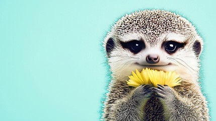 Wall Mural -   Hedgehog holding flower with 'Sonnavor' and 'Adren' written