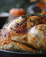 Close-up of a roasted Thanksgiving turkey