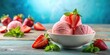 © methinee - Strawberry ice cream with strawberries viewed from below