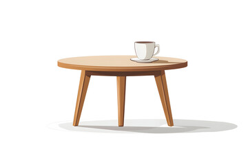 illustration of a simple, elegant coffee table, isolated on a white background