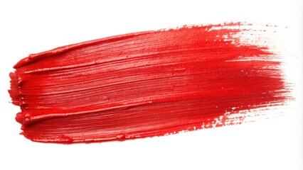 Wall Mural - red watercolor brush stroke on white background macro