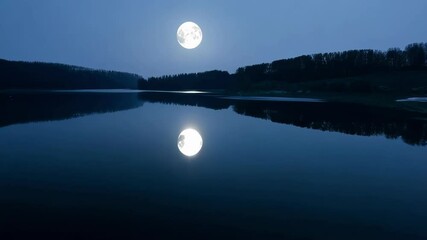 Wall Mural - the full moon is illuminating the night sky, casting a magical reflection on the surface of a tranqu