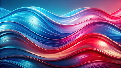 Wall Mural - Symmetrical Abstract Fluid Art with Soft Waves in Blue Red and Pink Smooth and Elegant Background