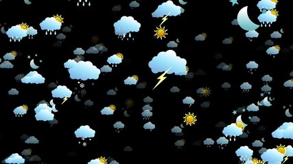 Wall Mural - Fly Through Weather Symbols Background