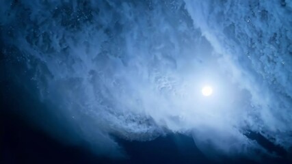 Wall Mural - bright full moon shines through stormy clouds at night, creating a moody and mysterious atmosphere