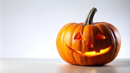 Wall Mural - Reflected Halloween jack o lantern on white background