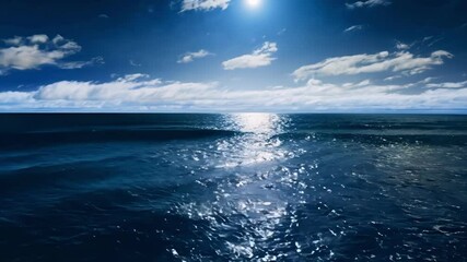 Wall Mural - The moonlight shines on the ocean, creating a serene and tranquil scene