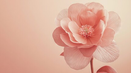 Poster -   A high-resolution image of a pink flower in sharp focus, surrounded by a solid pink background, and adorned with a pink ribbon at its base