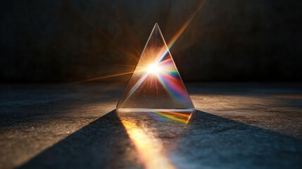 Prismatic light spectrum through glass pyramid - vibrant abstract photography for design and inspiration