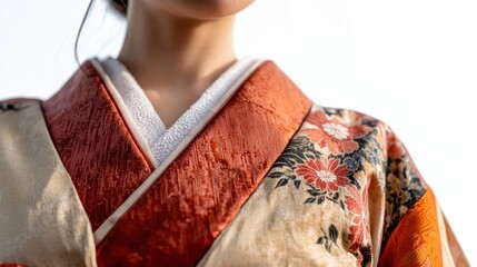 Wall Mural - Traditional japanese kimono with elegant floral pattern for cultural and fashion design