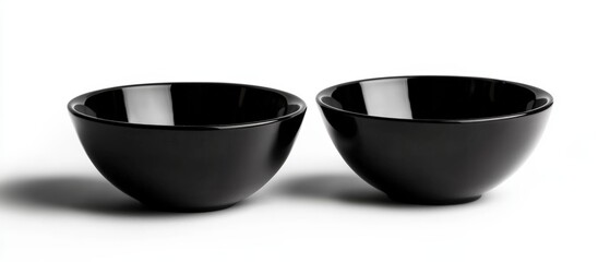 Two elegant black bowls on a clean white background.