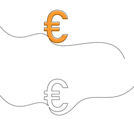 Wall Mural - vector illustration of an orange euro symbol with continuous line design, ideal for finance and curr