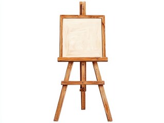 Wooden easel with blank canvas, art space concept.