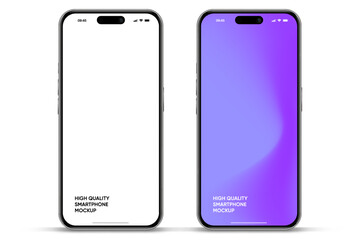 Leinwandbilder - Realistic smartphone mockup. Mobile phone vector with isolated on white background. Device front view. 3D mobile phone with shadow. Realistic, high quality smart phone mockup for ui ux presentation.