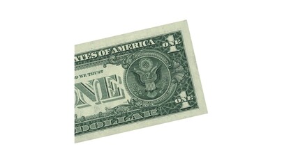 1 American dollar banknote isolated on white background.