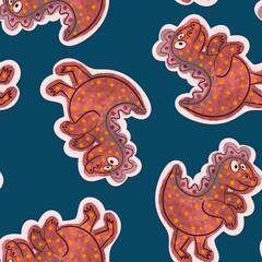 Wall Mural - Cartoon animals seamless dinosaur pattern for wrapping paper and fabrics