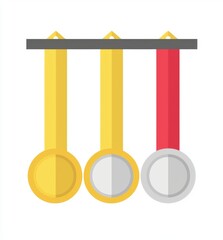 Icon set with achievement awards trophy, golden cup, and medal. Modern flat graphic design cartoon illustration.