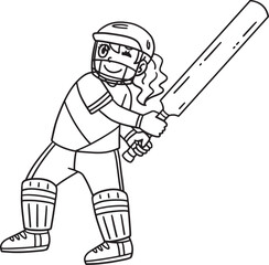 Sticker - Cricket Batswoman Ready to Strike Isolated 