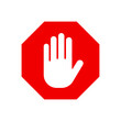 © ValGraphic - Red stop sign with hand icon
