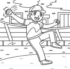 Sticker - Cricket Fielder Catching the Ball Coloring Page 