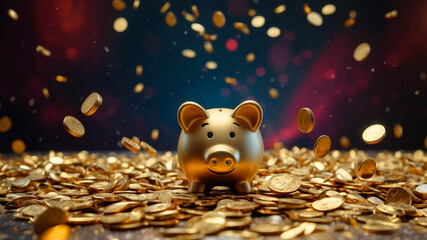 Wall Mural - piggy bank and coins