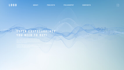 Landing page abstract design with big data. Template for website or app.