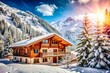 © prapatsorn - Stunning Winter Landscape Panorama with Ski Lodge in the Zillertal Alps for Urban Exploration Photography