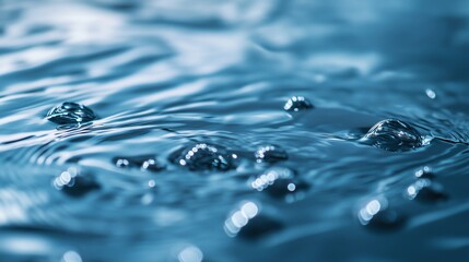 Poster - Rippling blue water captures the beauty of droplets splashing in sunlight during a serene afternoon